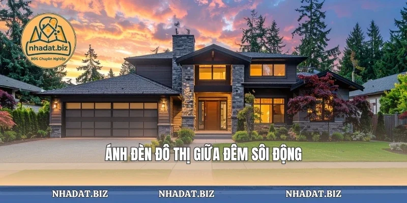 Ánh đèn đô thị giữa đêm sôi động