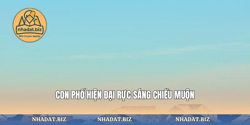 Con phố hiện đại rực sáng chiều muộn