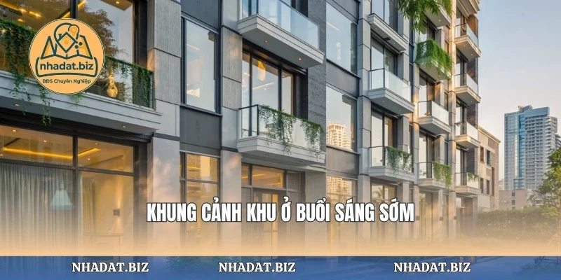 Khung cảnh khu ở buổi sáng sớm