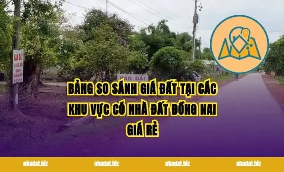 Bảng so sánh giá đất tại các khu vực có nhà đất Đồng Nai giá rẻ